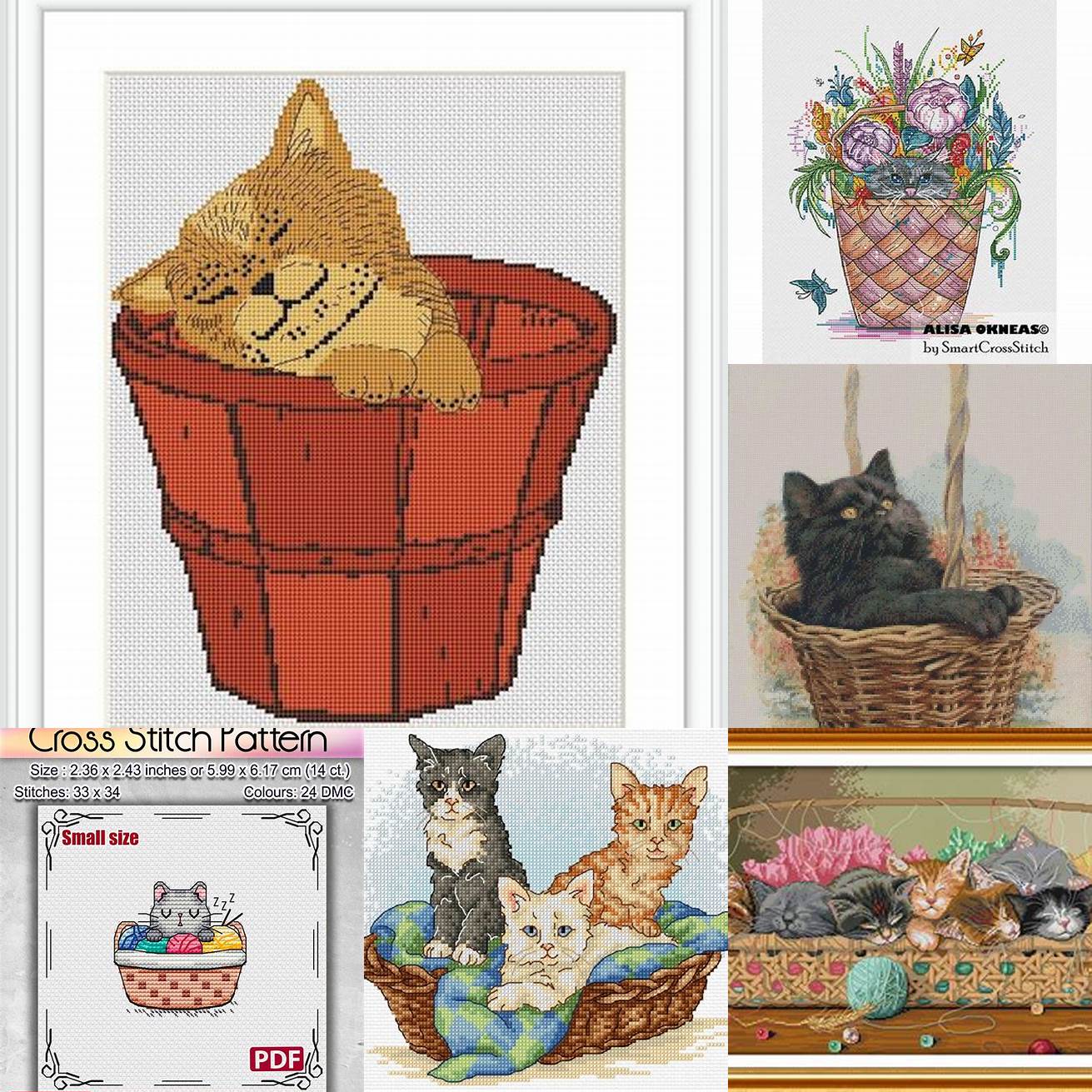 Cat in a Basket Cross Stitch Pattern