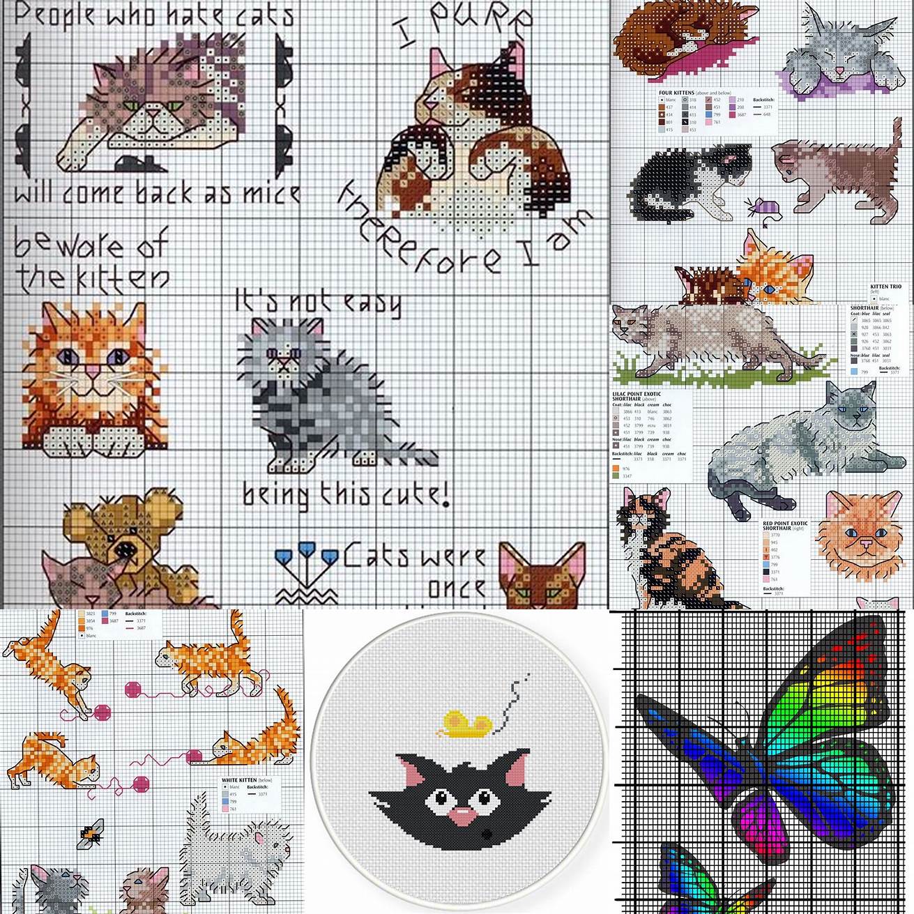 Cat with Butterfly Cross Stitch Pattern