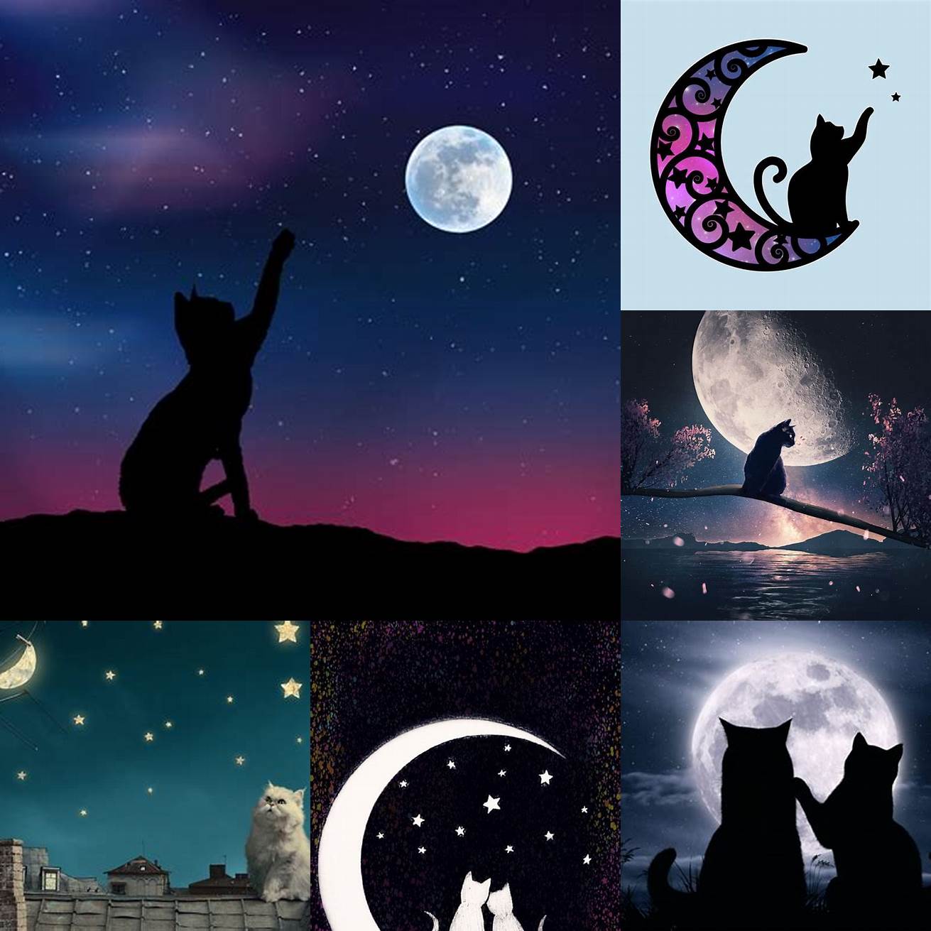Cat with moon and stars