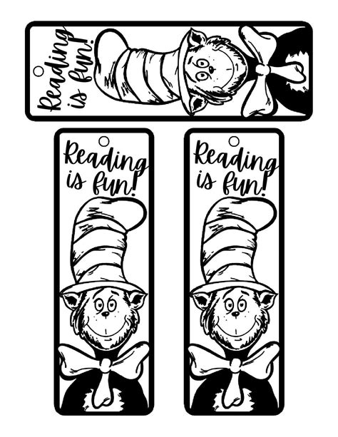 Cat In The Hat Bookmarks Printable