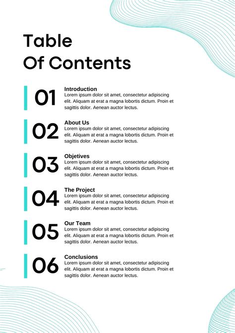 Catalog Table Of Contents Design