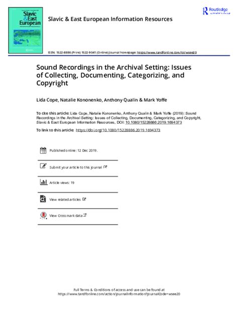 Cataloging Sound Recordings Using Archival Methods