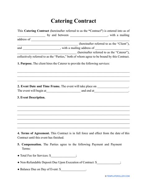 Catering Service Contract Template