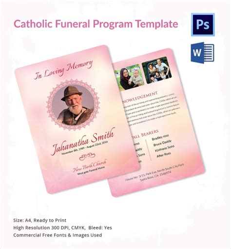 Catholic Funeral Program Template