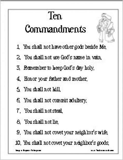 Catholic Ten Commandments Printable