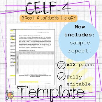 Celf 4 Spanish Report Template
