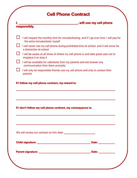 Cell Phone Agreement Template