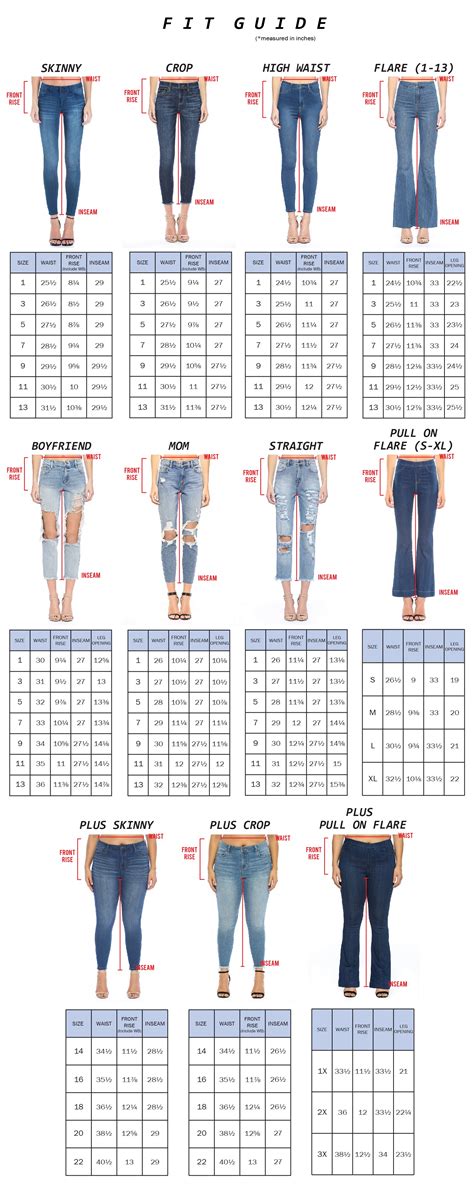 Cello Pull On Jeans Size Chart