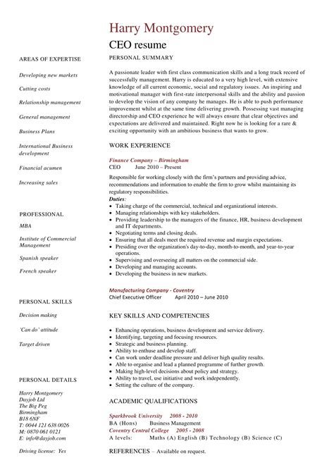 Ceo Resume Templates