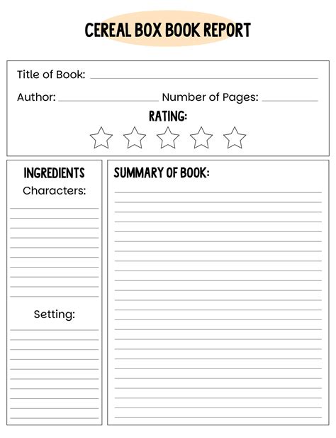 Cereal Box Book Report Template