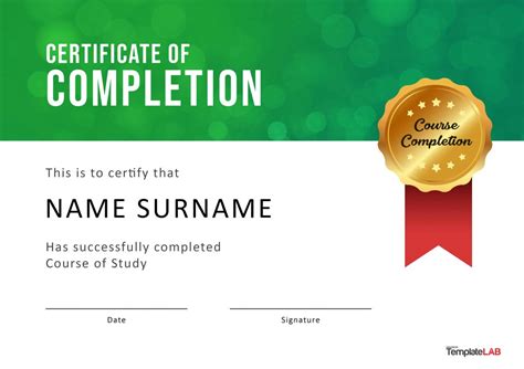 Certificate Of Completion Template Free