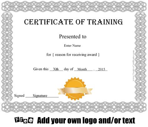 Certificate of Training Tem… 
