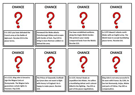 Chance Card Monopoly Template