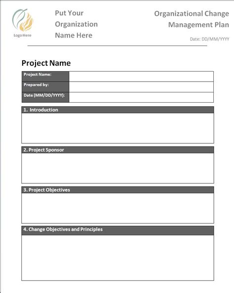 Change Management Template Word