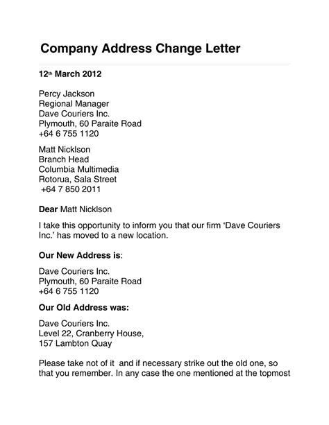 Change Of Address Template