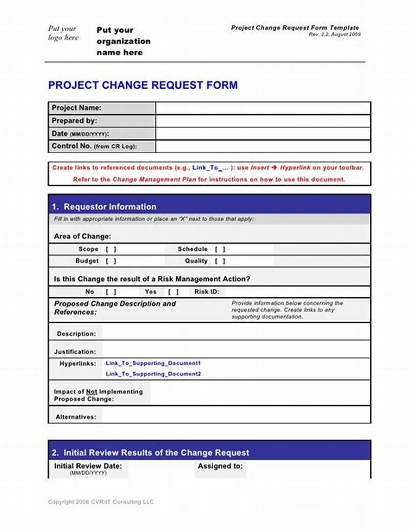 Change Request Form Project Management Example