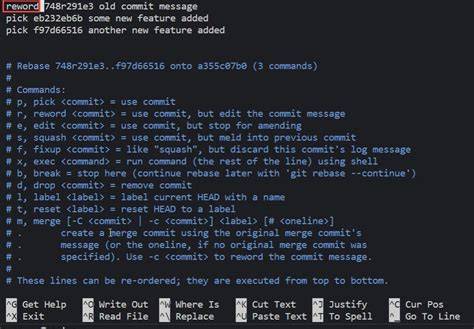 Change old commit message using git rebase