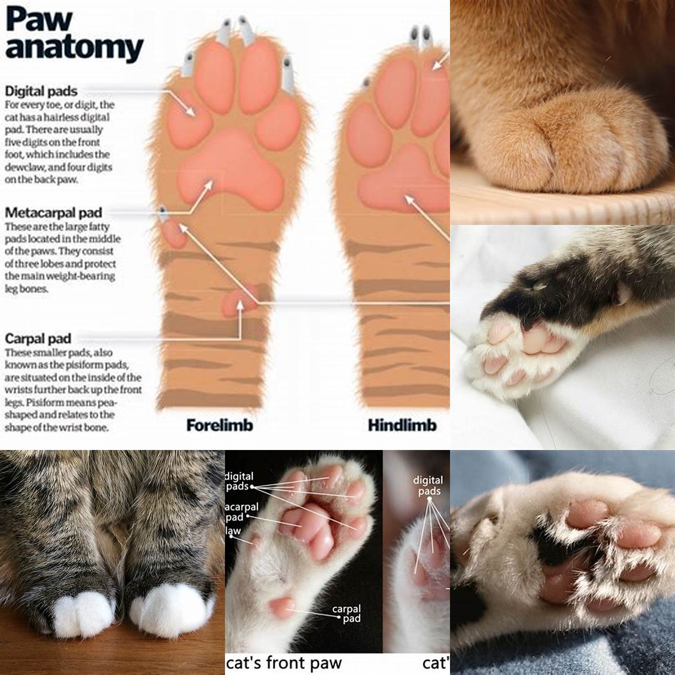 Changes in the appearance of the paw