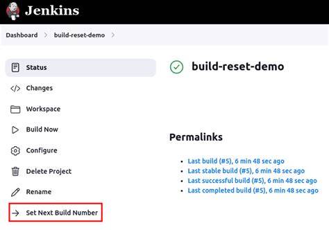 Changing Jenkins build number