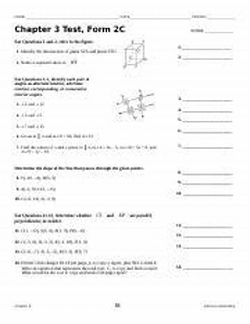 Chapter 3 Test Form 2c Geometry Answers