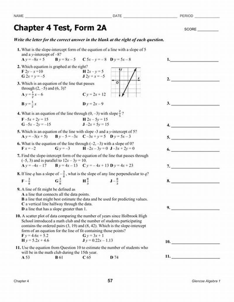 Chapter 4 Test Form 2c Answers
