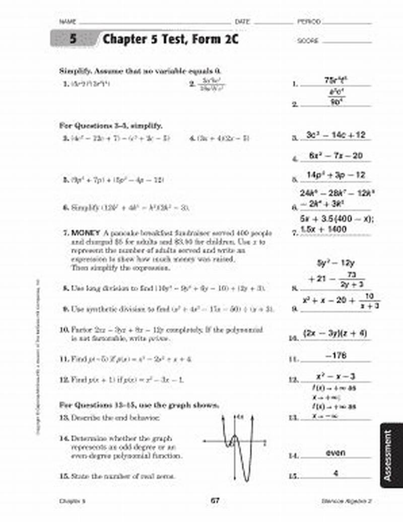 Chapter 5 Test Form 2c Answers