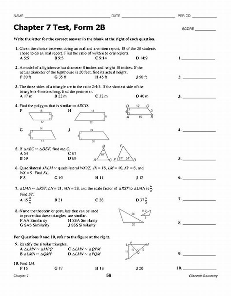 Chapter 7 Test Form 2b Answer Key