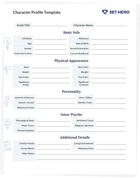 Character Profile Template Writing