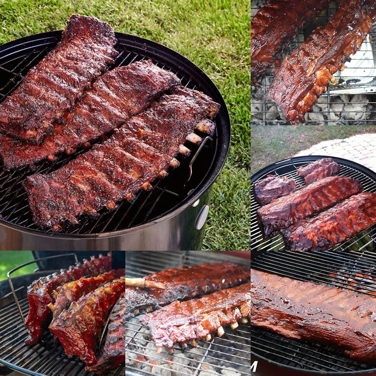 Charcoal grill with smoked ribs