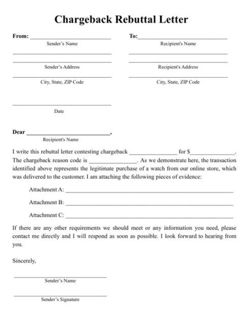 Chargeback Letter Template
