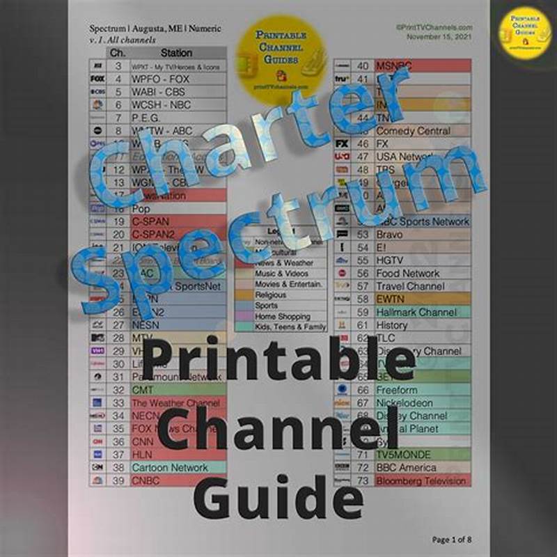 Charter Spectrum Printable Channel Guide
