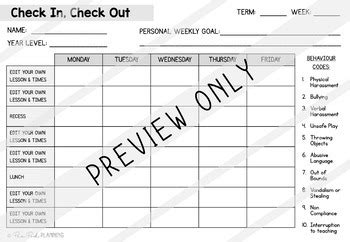Check In Check Out Intervention Template Free