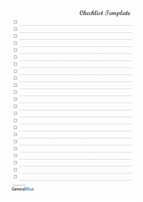 Check List Template Word