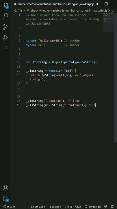 Check whether variable is number or string in JavaScript