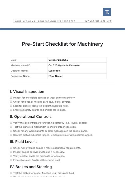 Checklist Example Template
