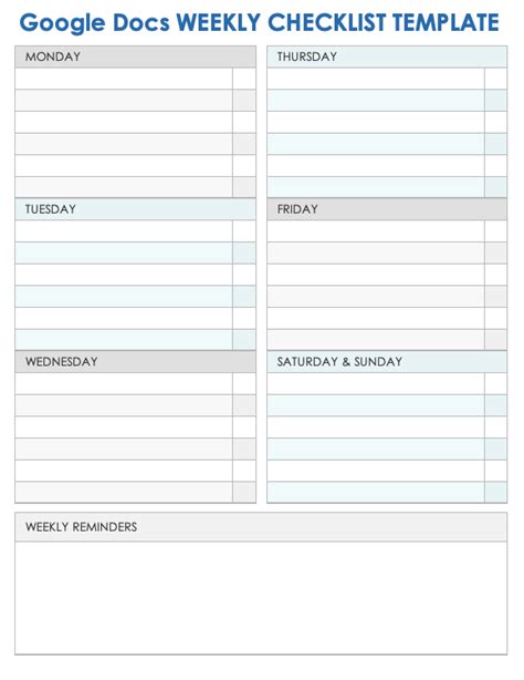 Checklist Google Docs Template