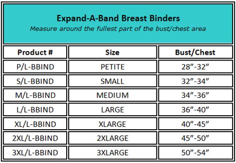 Chest Binder Sizes Chart