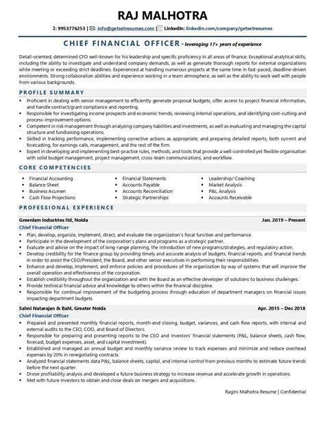 Chief Financial Officer Resume Template