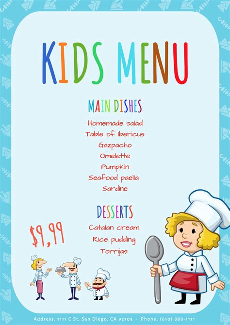 Children's Menu Template