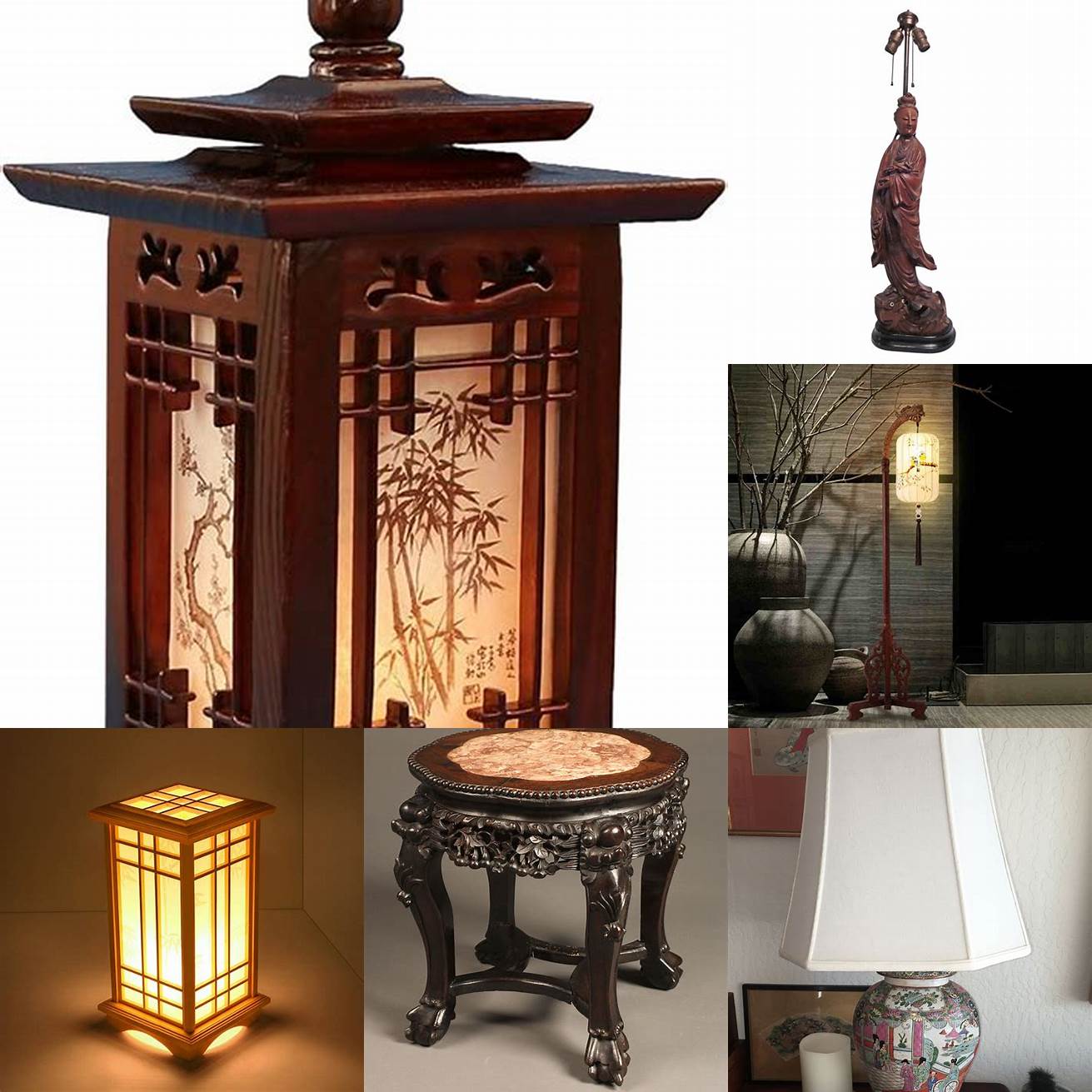 Chinese Teak Wood Lamp