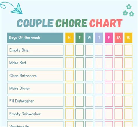 Chore Chart For Husband