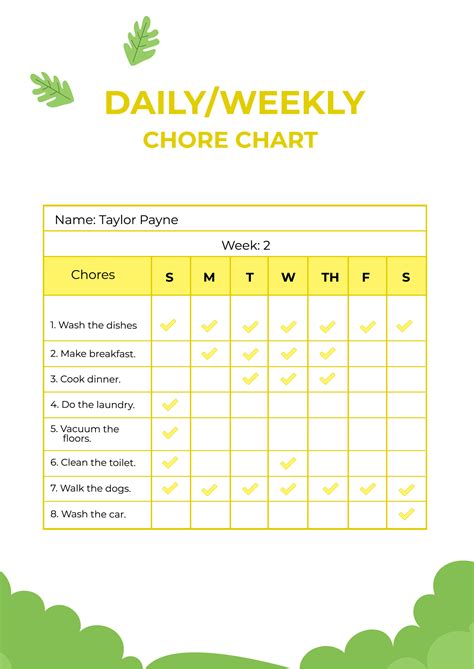 Chore Schedule Template