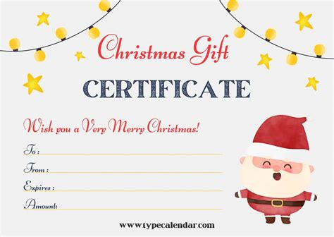 Christmas Gift Certificate Template Free Editable