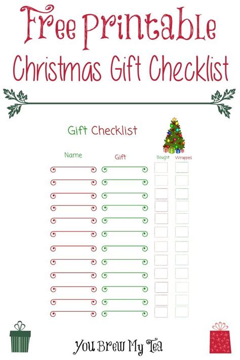 Christmas Gift Checklist Printable