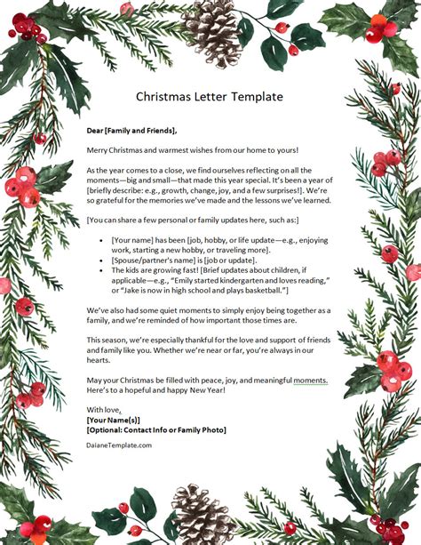Christmas Letter Template Word
