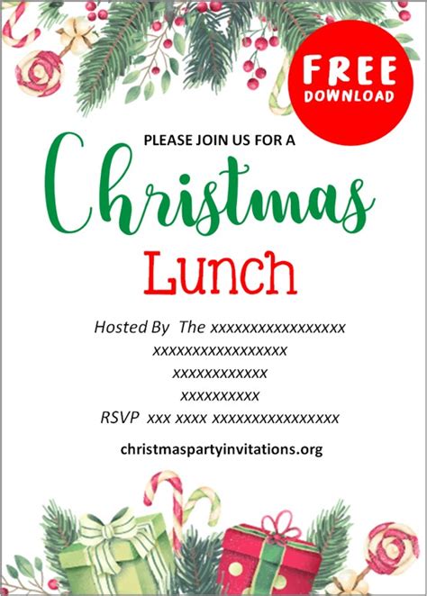Christmas Lunch Invite Template Free