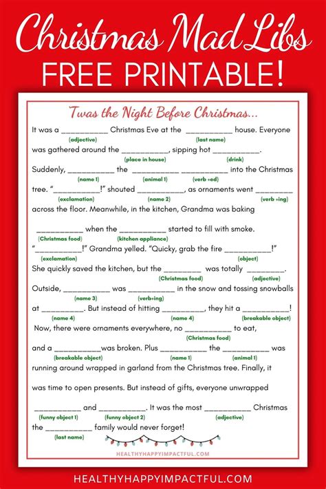 Christmas Mad Libs Printable