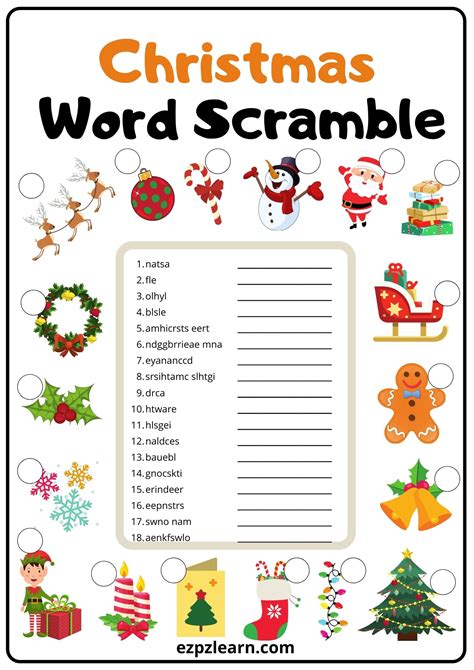 Christmas Printable Word Scramble