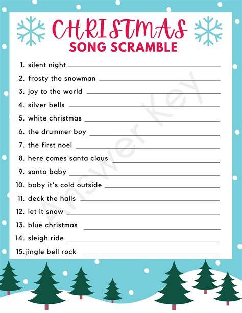 Christmas Song Puzzle Printable