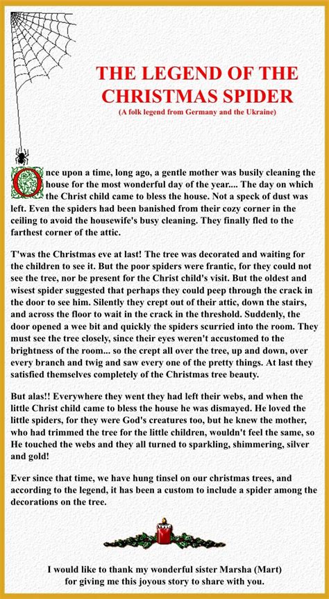 Christmas Spider Story Printable